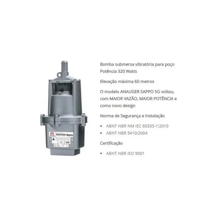 Bomba Submersa Sappo 5g 320w - Anauger 220v