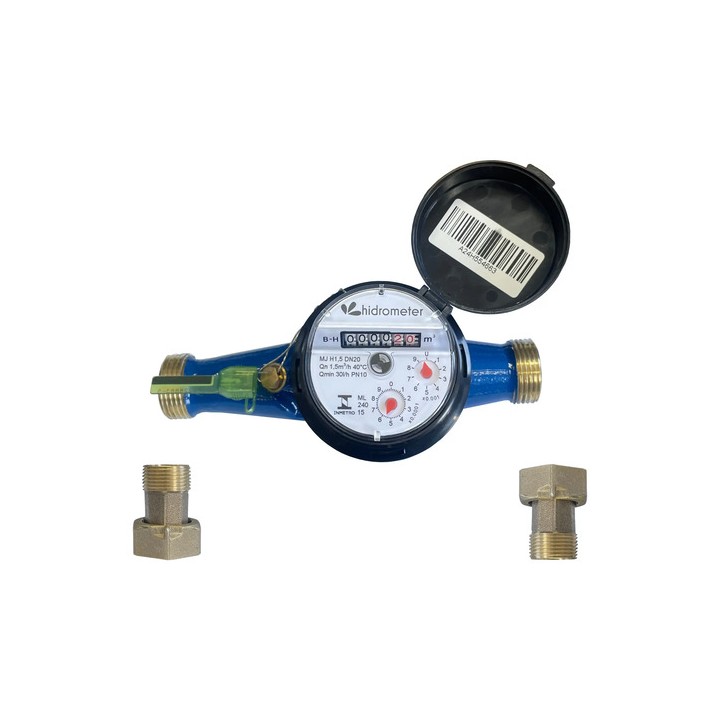 Hidrômetro Multijato 1 Polegada Fae Qmax 1,5m³/h + Conexões