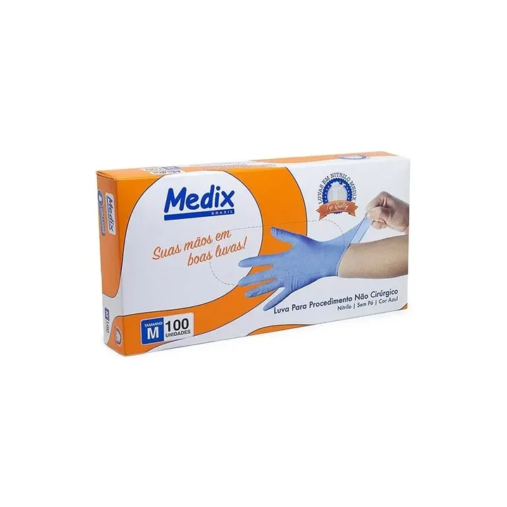 Medix Luva Nitrilica Azul S/pó Nitrila M
