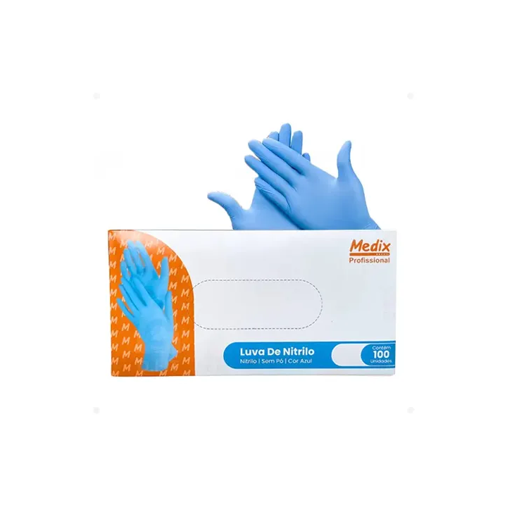 Medix Luva Nitrilica Azul S/pó Nitrila M