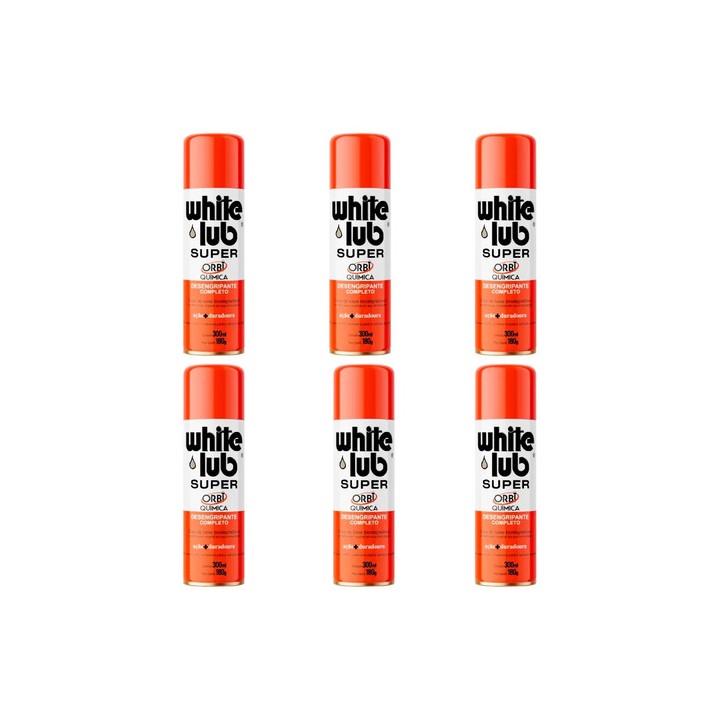 White Lub Super Desengripante Spray Lubrificante 300ml 6un
