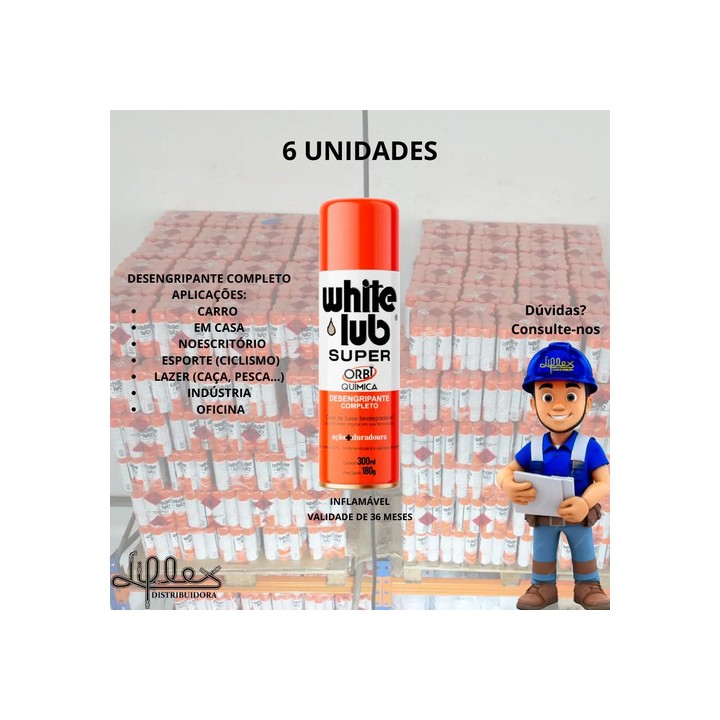 White Lub Super Desengripante Spray Lubrificante 300ml 6un