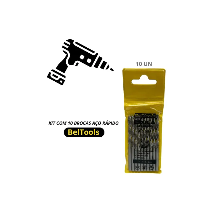 Kit C/ 10 Broca Aço Rápido Din 338 4,0mm Beltools