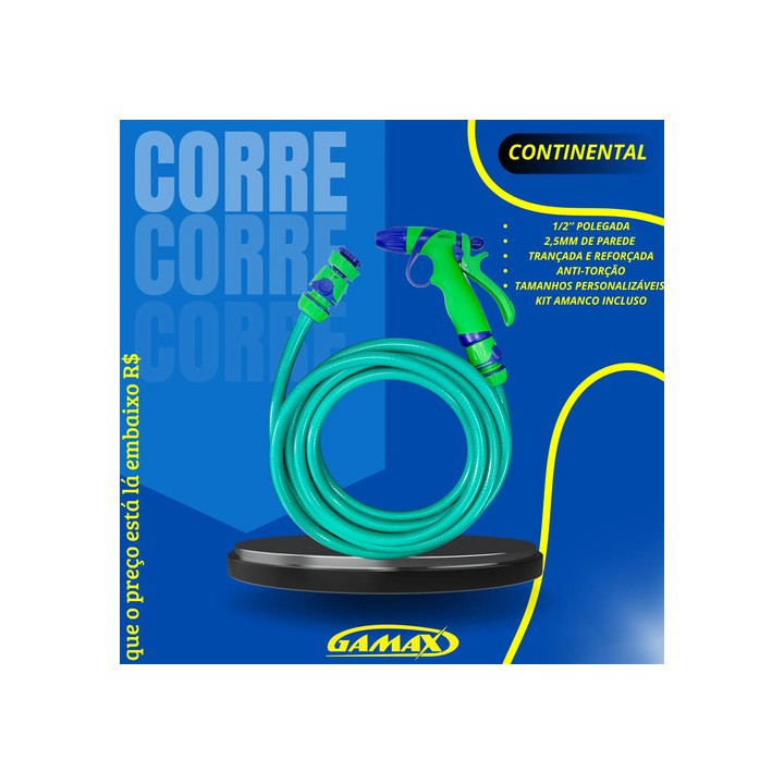 Mangueira Jardim Continental 1/2'' Kit Completo 10 Metros Verde
