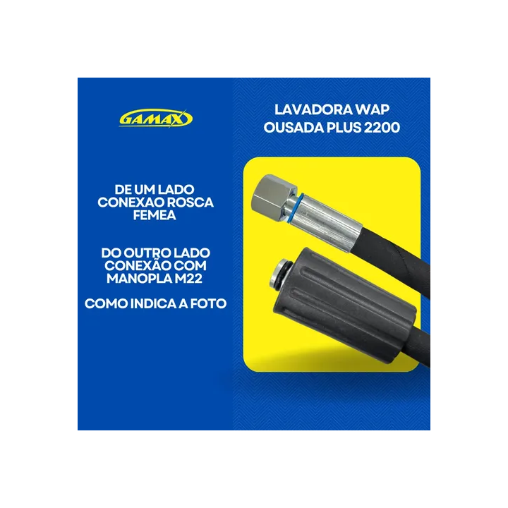 Mangueira Trama De Aço 10 Mts Lava Jato Wap Ousada Plus 2200 Preto