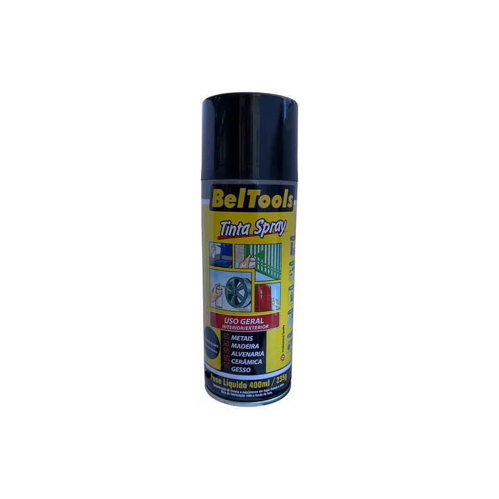 Tinta Spray Uso Geral 400ml Preto Brilhante Beltools