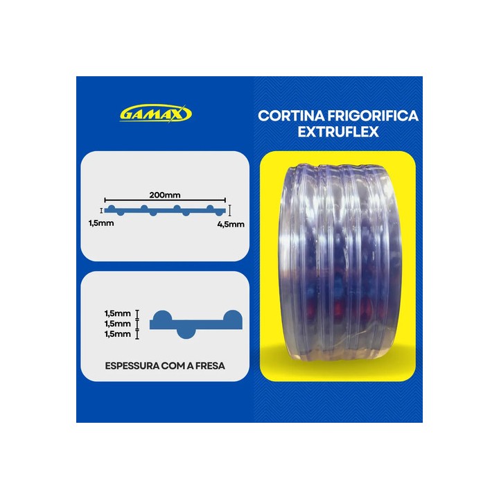 Cortina Frigorifica 20m 200x4mm Câmara Fria Mercado Açougue Azul-claro