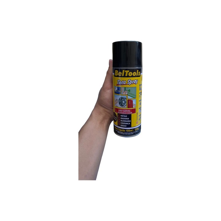 Tinta Spray Uso Geral 400ml Preto Brilhante Beltools