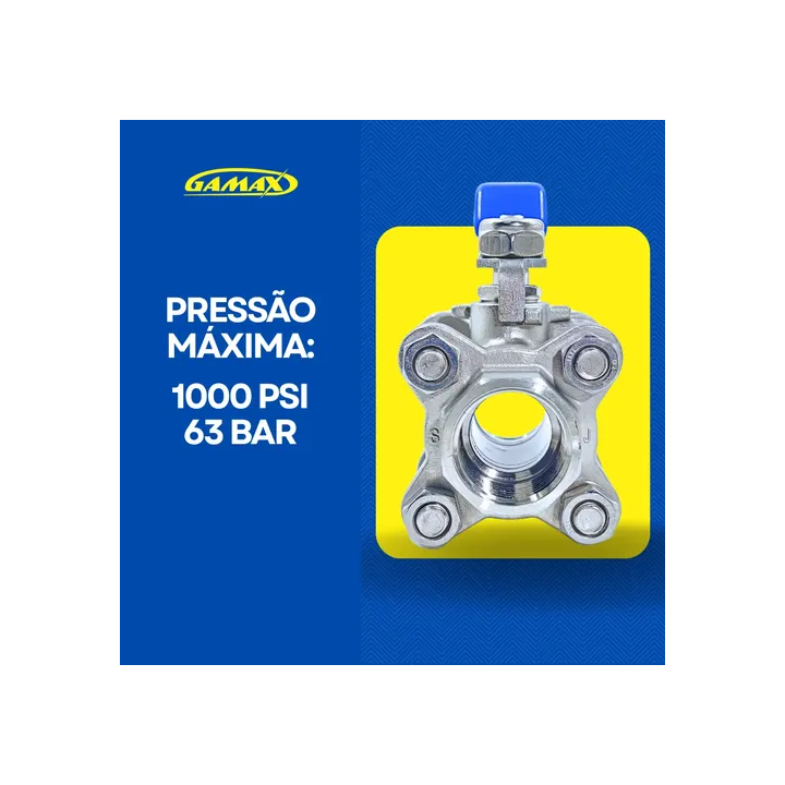Valvula Esfera Tripartida Inox 3/4 Polegada Rosca Bsp Gamax