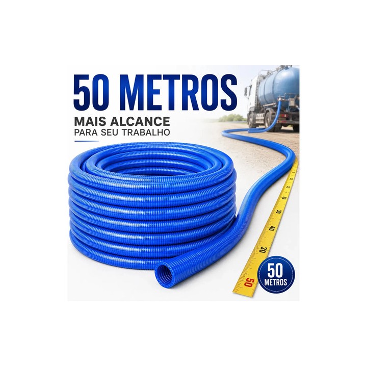 Mangueira Sucção Caminhão Pipa 2 Polegadas 50 Metros Azul