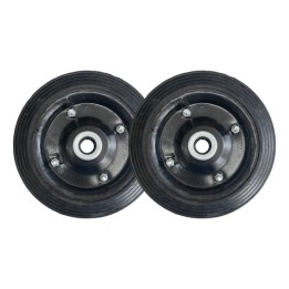 Par De Roda Chapa 9'' Maciça P/ Carrinhos De Carga Rol. 7/8 Preto