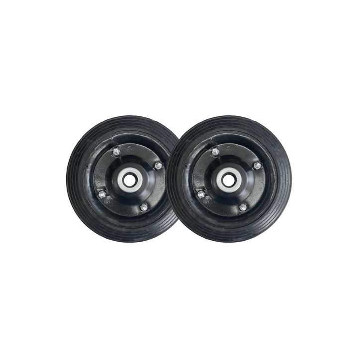 Par De Roda Chapa 9'' Maciça P/ Carrinhos De Carga Rol. 7/8 Preto