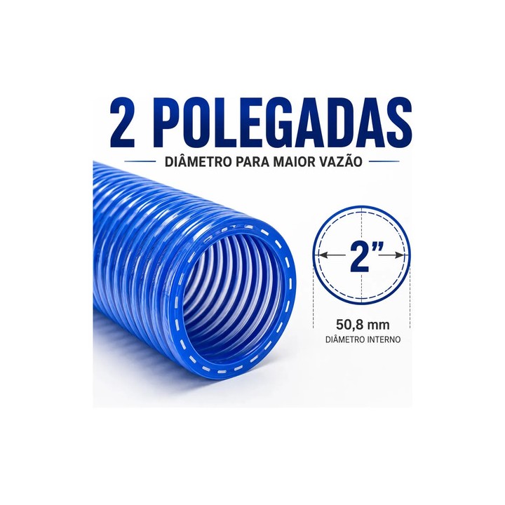 Mangueira Sucção Caminhão Pipa 2 Polegadas 50 Metros Azul