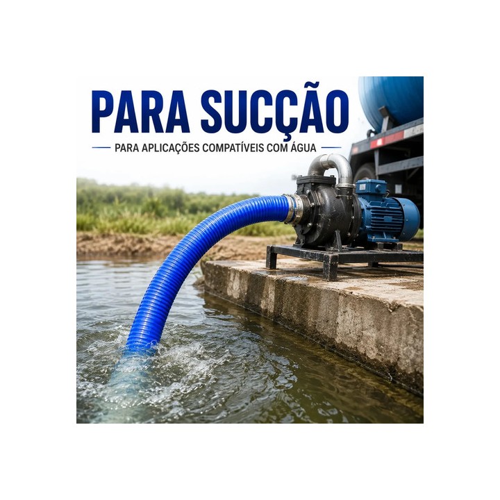 Mangueira Sucção Caminhão Pipa 2 Polegadas 50 Metros Azul