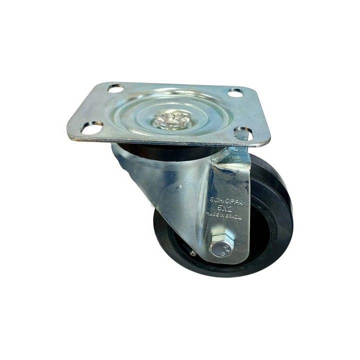 Rodizio Giratório 5x2 Schioppa - Linha Pesada Maciço 5'' Preto