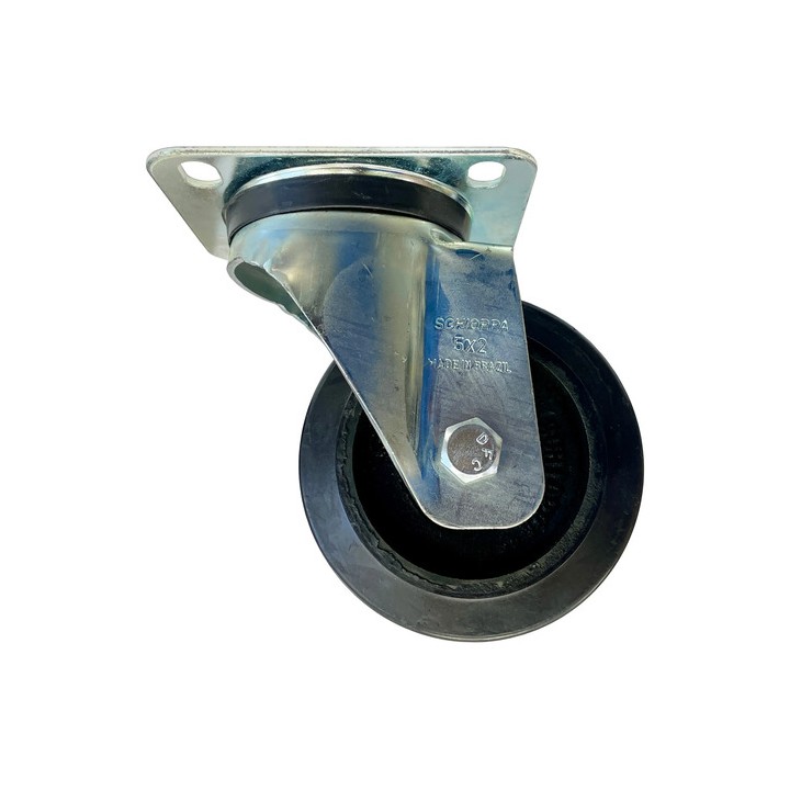 Rodizio Giratório 5x2 Schioppa - Linha Pesada Maciço 5'' Preto