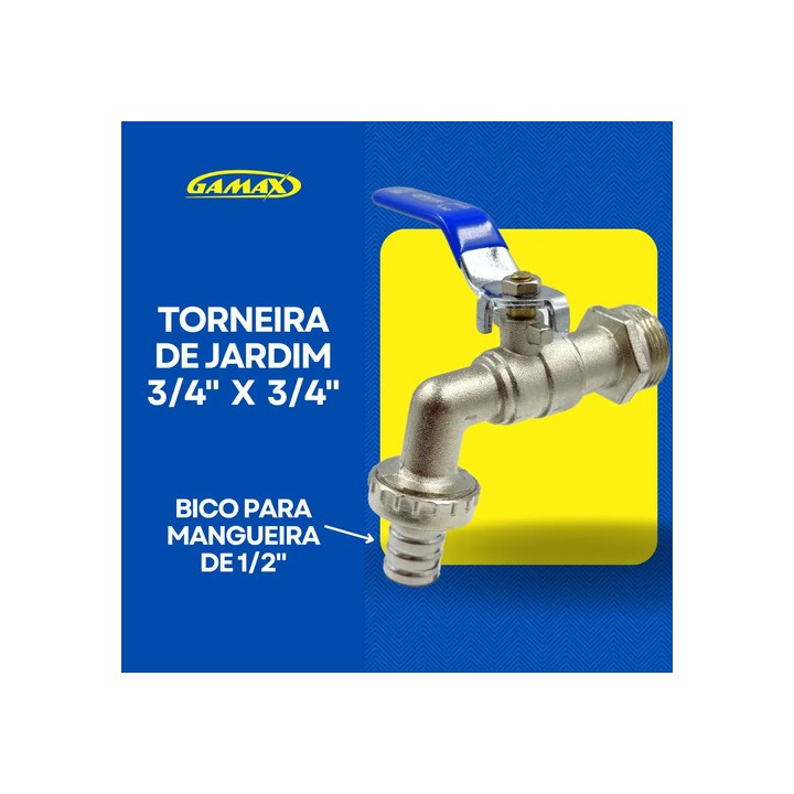 Torneira De Metal 3/4 Tanque Quintal Jardim Uso Geral + Bico Prateado Brilhante