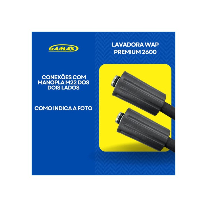 Mangueira Alta Pressão Lava Wap Premium 2600 Trama Aço 10m - Preto