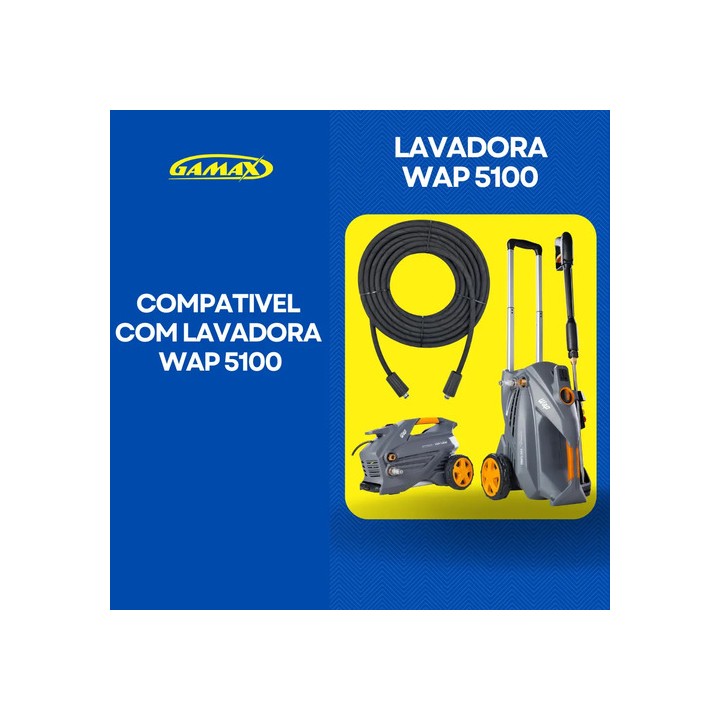 Mangueira Trama De Aço Lavadora Alta Pressão Wap 5100 10mt Preto