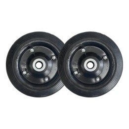 Par De Roda Chapa 9'' Maciça P/ Carrinhos De Carga Rol. 7/8 Rodas Preto