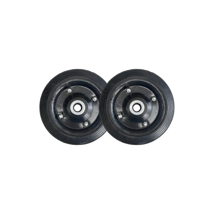 Par De Roda Chapa 9'' Maciça P/ Carrinhos De Carga Rol. 7/8 Rodas Preto