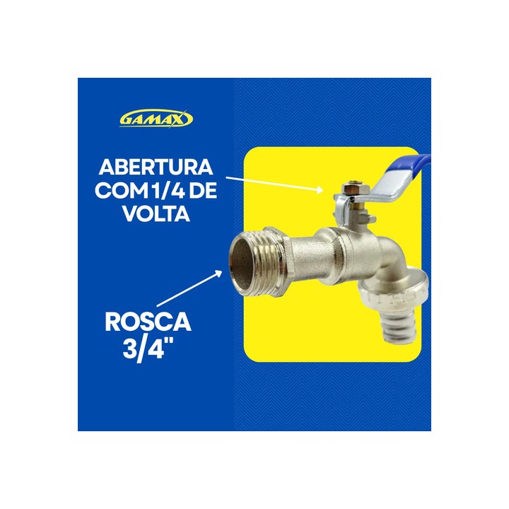 Torneira De Jardim Metal 3/4 Tanque Quintal Uso Geral + Bico Prateado Brilhante