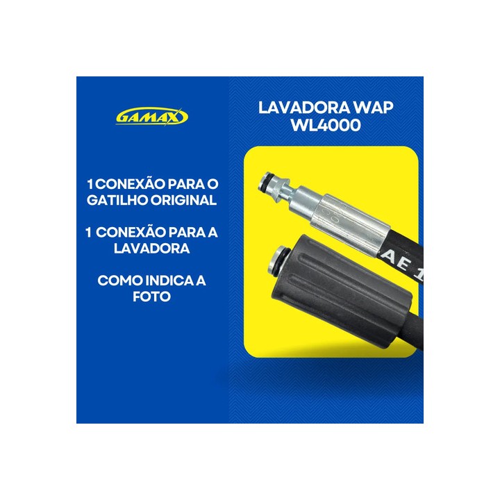 Mangueira Lavadora Alta Pressão Wap Wl4000 10mt Trama De Aço Preto
