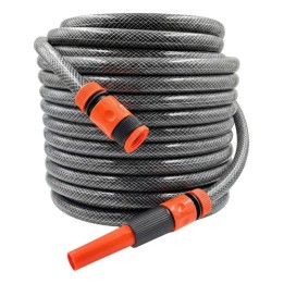 Mangueira De Jardim 25m Reforçada 1/2 Anti Torção + Esguicho Preto