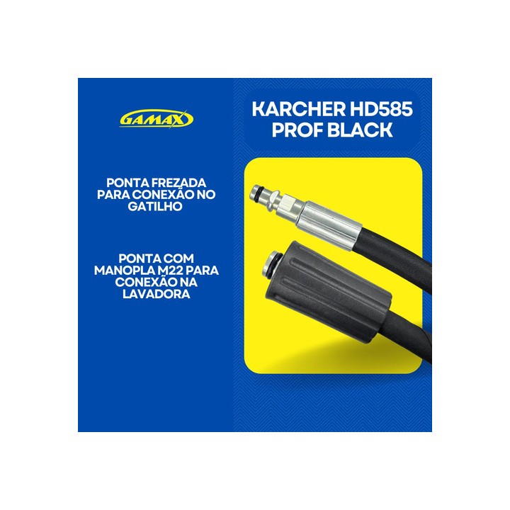 Mangueira Trama Aço 10mts Lavadora Karcher Hd585 Prof Black Preto