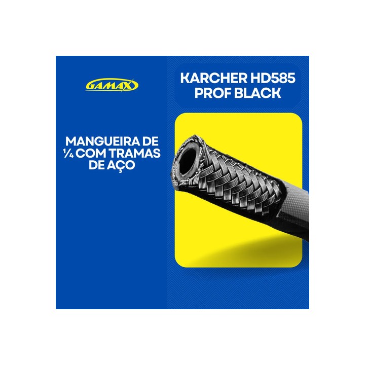 Mangueira Trama Aço 10mts Lavadora Karcher Hd585 Prof Black Preto