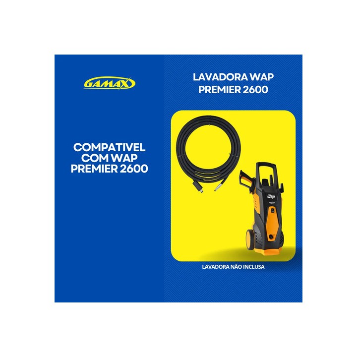 Mangueira Alta Pressão Lava Wap Premier 2600 Trama Aço 10m Preto