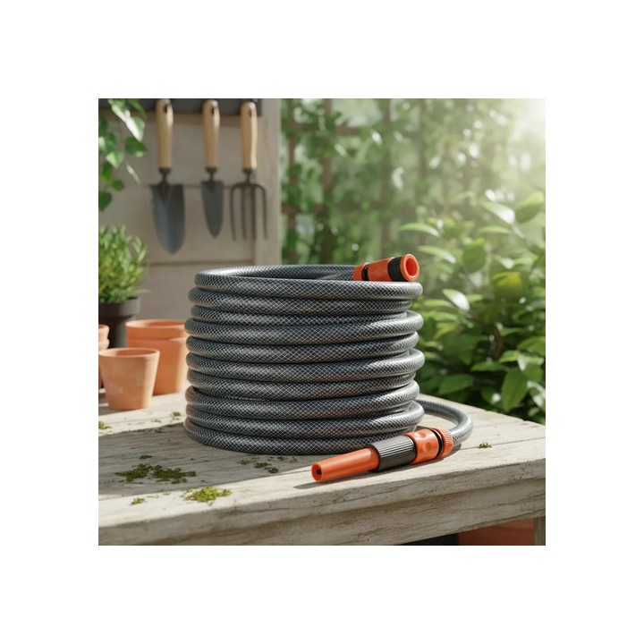Mangueira De Jardim 30m Reforçada 1/2 Anti Torção + Esguicho Preto