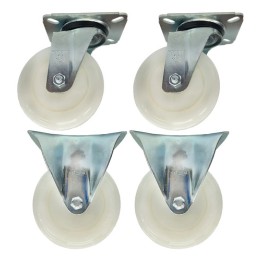 4 Rodizios Nylon Schioppa 4'' Giratório E Fixo Completos Branco
