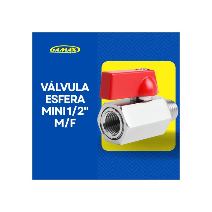 Válvula Registro Esfera 1/2 Mini M X F Zincada - Gamax