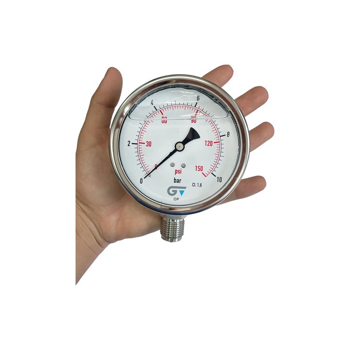 Manômetro Genebre 1/2'' Bsp 0-10 Bar / 0-150 Psi Glicerina