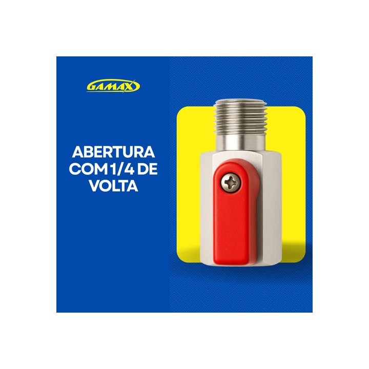 Válvula Registro Esfera 1/4 Mini M X F Zincada - Gamax