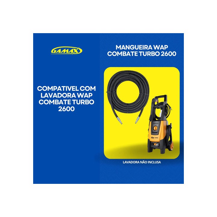 Mangueira 10m Lavadora Wap Combate Turbo 2600 Trama De Aço Preto