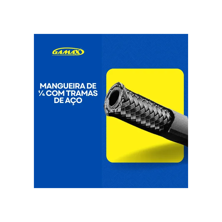 Mangueira 10m Lavadora Wap Combate Turbo 2600 Trama De Aço Preto