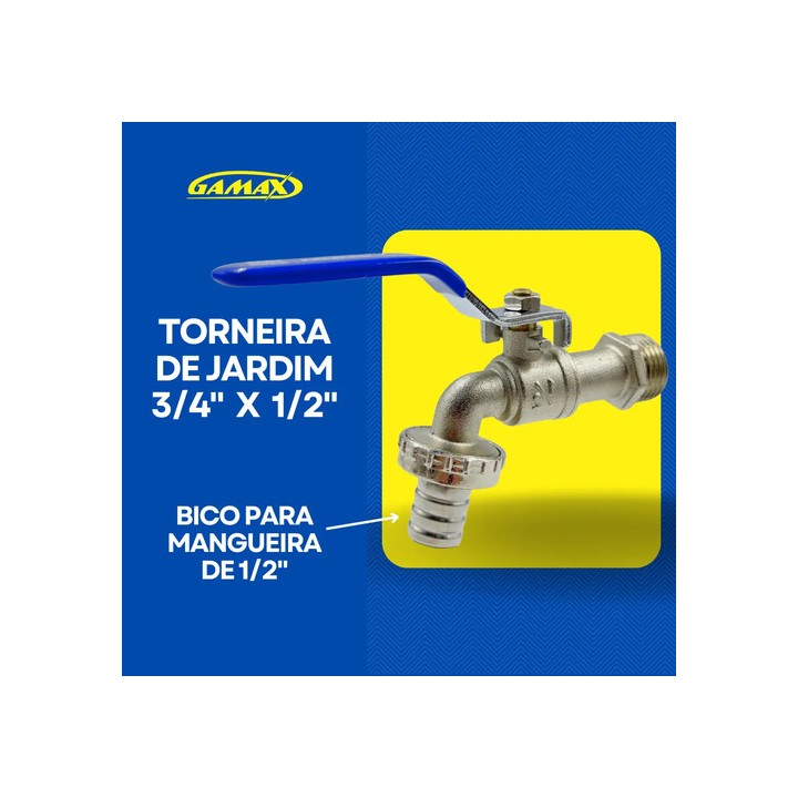 Torneira Jardim Metal 1/2 Tanque Banheiro Uso Geral + Bico Prateado Brilhante
