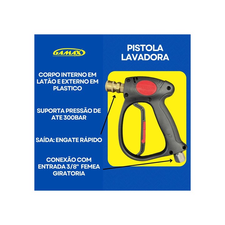 Pistola Curta Para Lavadora 3/8 Giratória Engate Rápido 1/4