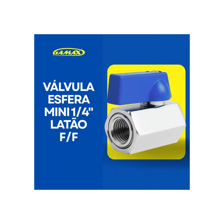 Válvula Registro Esfera 1/4 Mini F X F Latão - Gamax