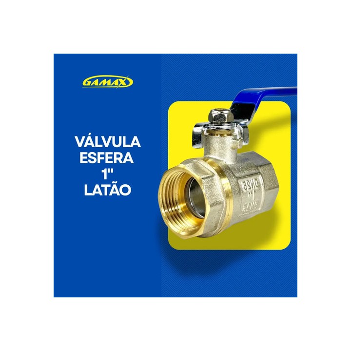 Válvula Registro Esfera Metal Latão 1 Polegada Bsp - Gamax