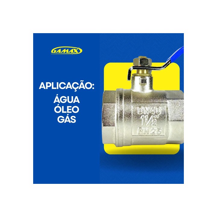 Válvula Esfera Metal Zinco 1.1/2 Polegada Bsp - Gamax