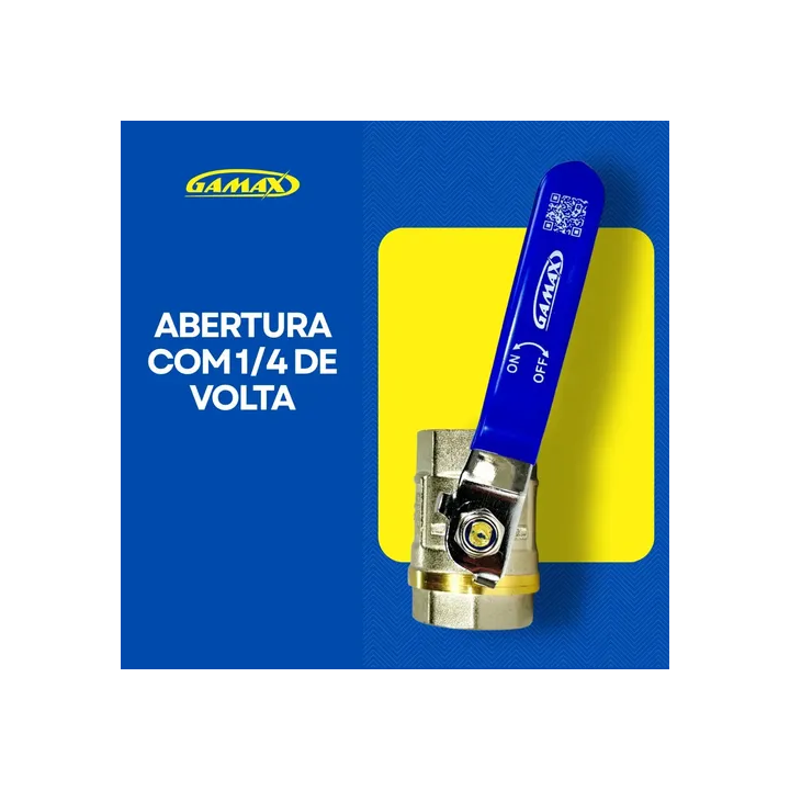 Válvula Registro Esfera Metal Latão 1 Polegada Bsp - Gamax