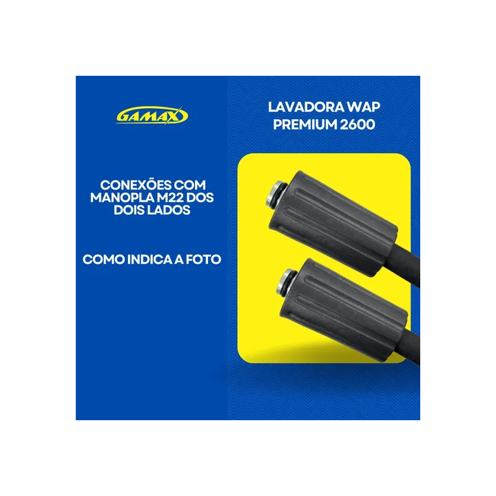Mangueira Alta Pressão Lava Wap Premium 2600 Trama Aço 15m Preto