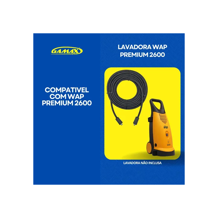 Mangueira Alta Pressão Lava Wap Premium 2600 Trama Aço 15m Preto