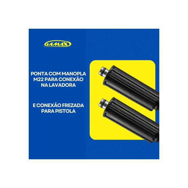 Mangueira 10 Metros Nylon Lavadora Alta Pressão Wap 4100 - Gamax Preto