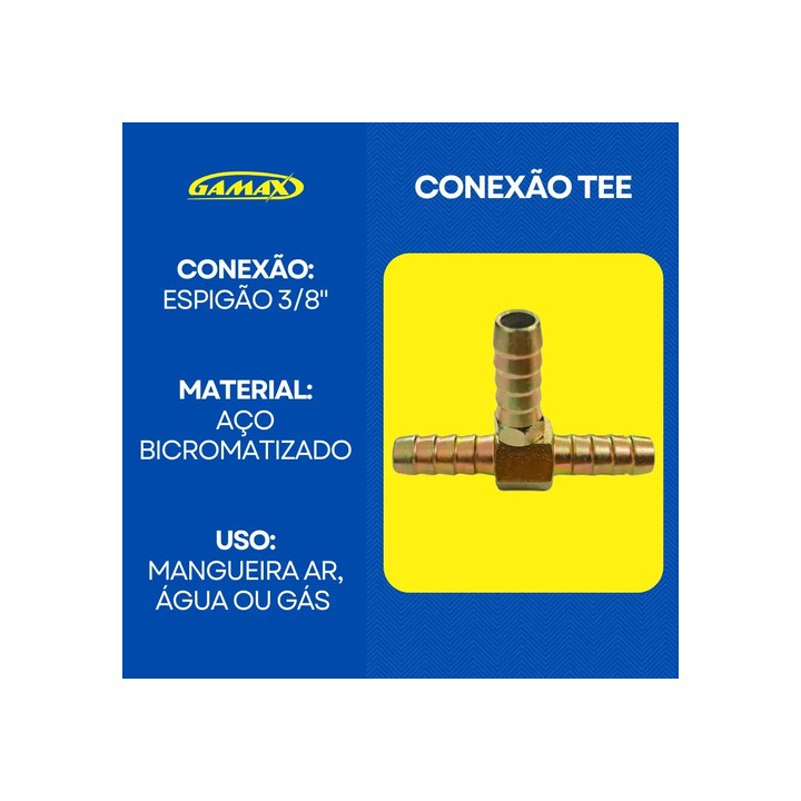 Tee T Escama Para Mangueira 3/8 Espigão Ar, Água Ou Gás