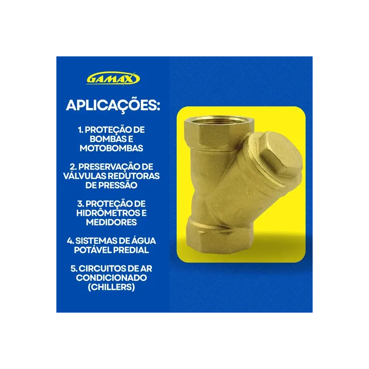 Filtro Y Latão 1 Polegada Dn25 Pn16 Tela Inox - Gamax