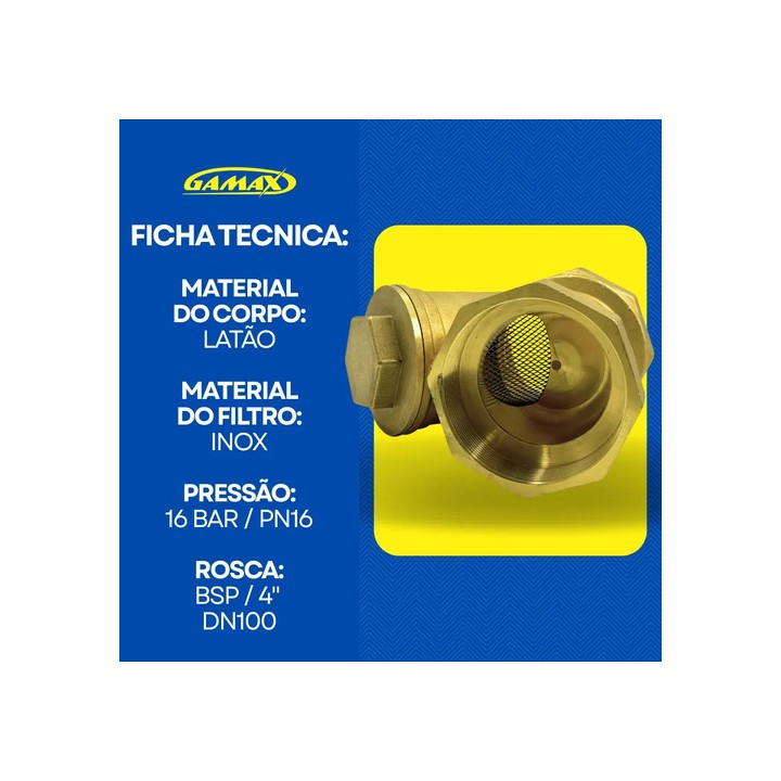 Filtro Y Latão 4 Polegadas Dn80 Pn16 Tela Inox - Gamax